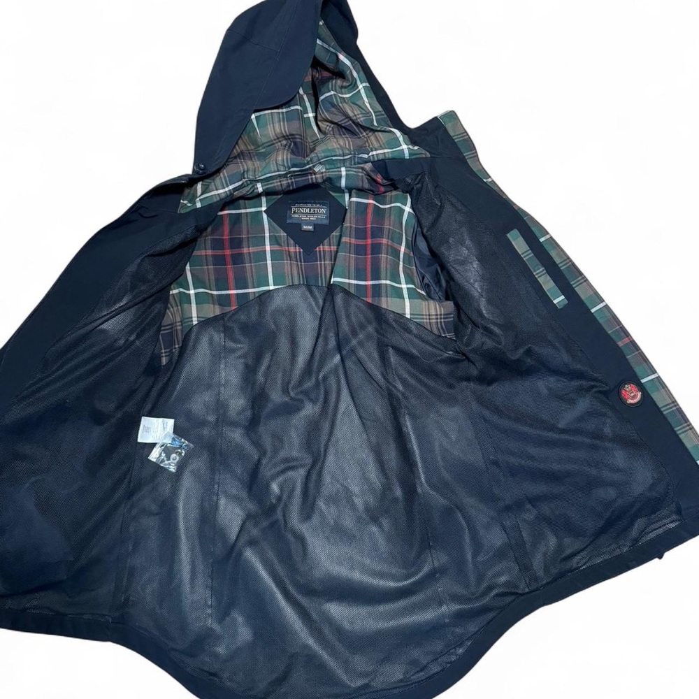 Pendleton Navy Coat with Green & Red Plaid Lining